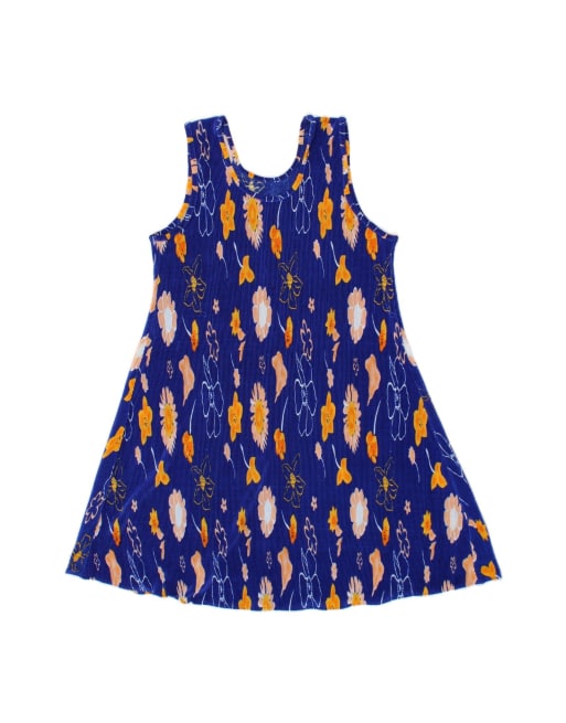 Vintage Sleeveless Sundress UK 12 Medium In Blue Floral