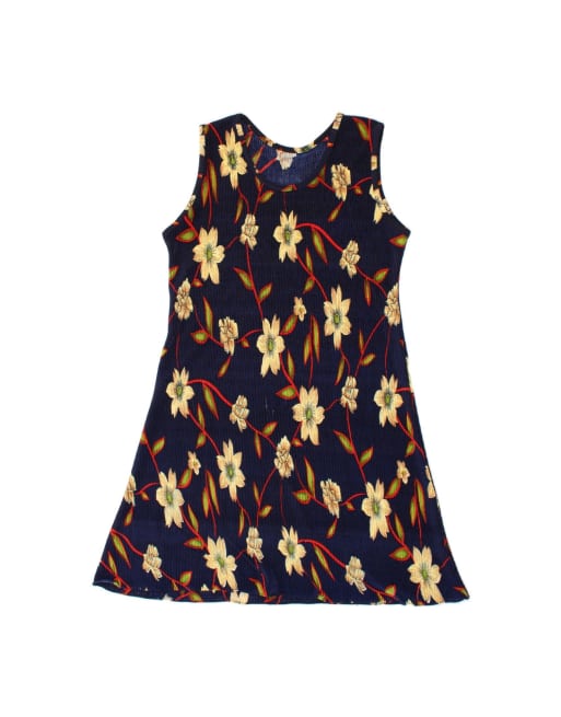 Vintage Sleeveless Sundress UK 14 Large In Blue Floral