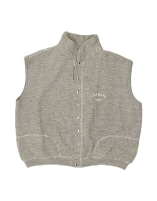 Vintage Sleeveless Tracksuit Top Jacket UK 16 Large In Grey
