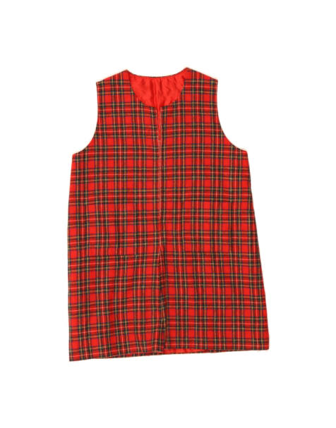 Vintage Sleeveless Tunic Dress UK 12 Medium In Red Check - view 1