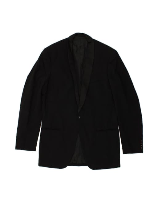 Vintage Slim 1 Button Blazer Jacket It 50 Large In Black Virgin