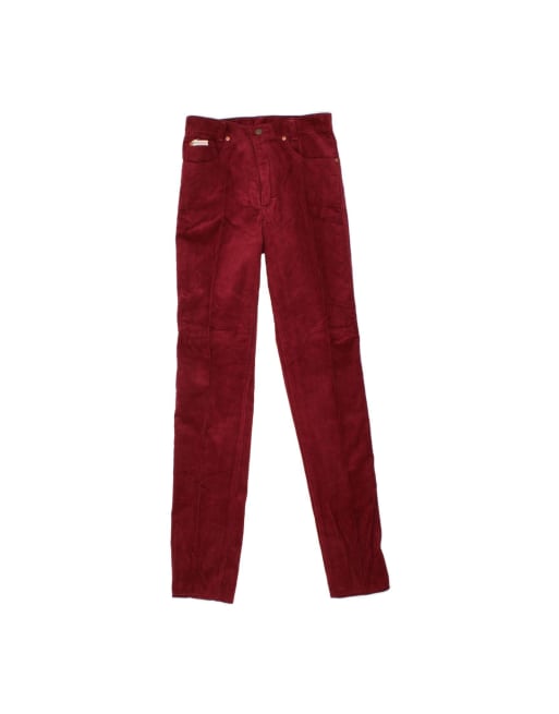 Vintage Slim Corduroy Trousers It 40 Small W28 L34 In Burgundy