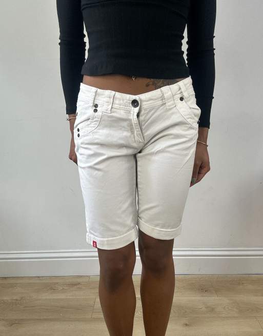 Vintage slim fit jorts in white
