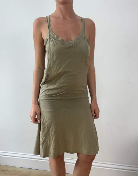 Vintage slouchy dress in khaki - view 1