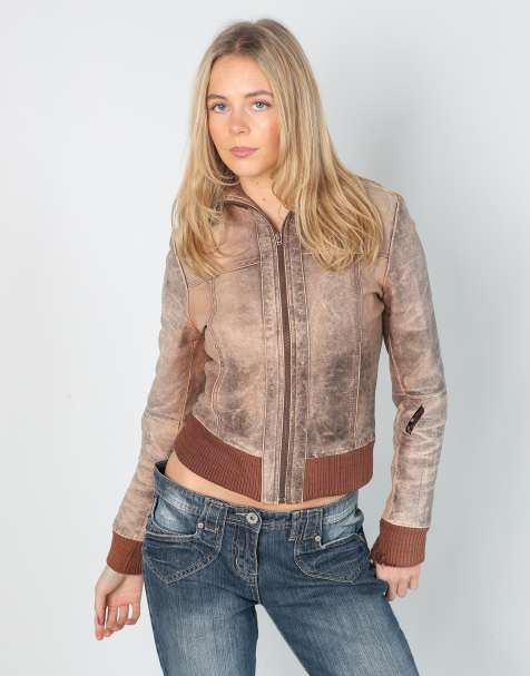 Vintage Sluisleder S leather jacket in brown - view 1