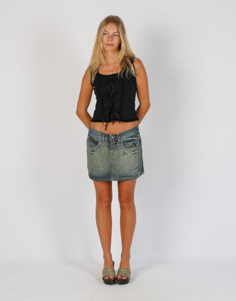 Vintage Sly S denim mini skirt in light blue - view 1