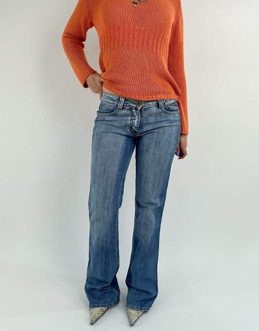 Vintage small low rise flared jeans in blue, 1 of 4