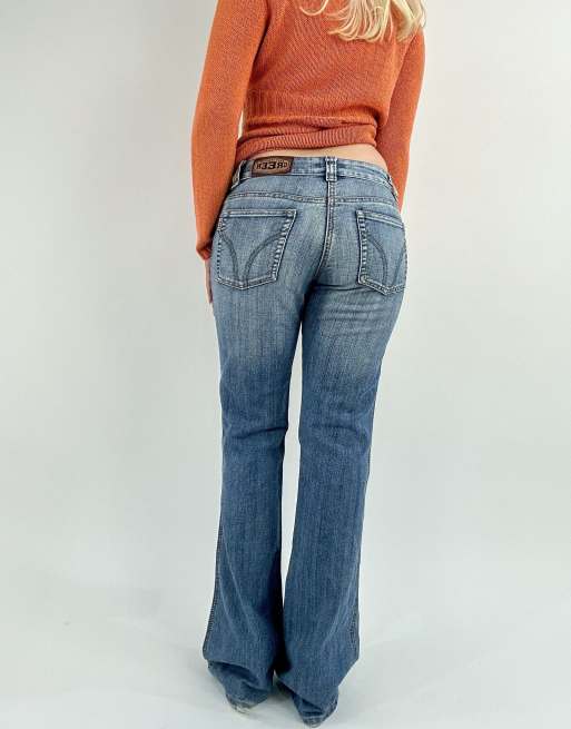 Vintage small low rise flared jeans in blue, 2 of 4