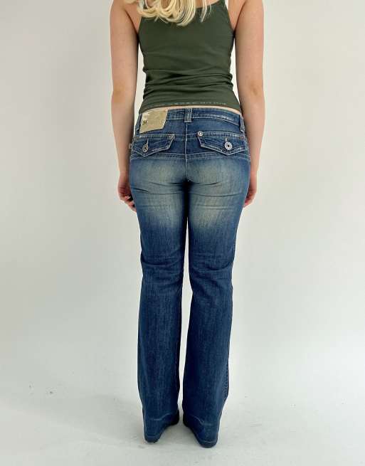 Vintage small low rise straight leg jeans in blue, 2 of 4