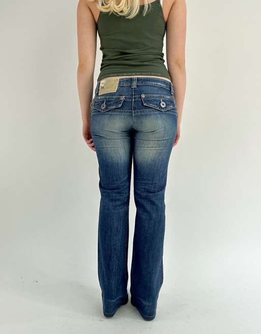 Vintage small low rise straight leg jeans in blue, 3 of 4