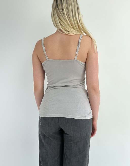 Vintage small ruched camisole top in grey, 2 of 4