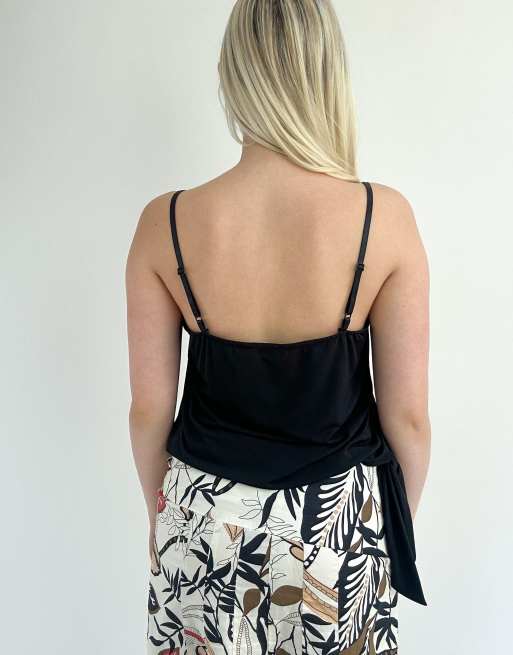 Vintage small satin lace trim camisole in black, 2 of 4