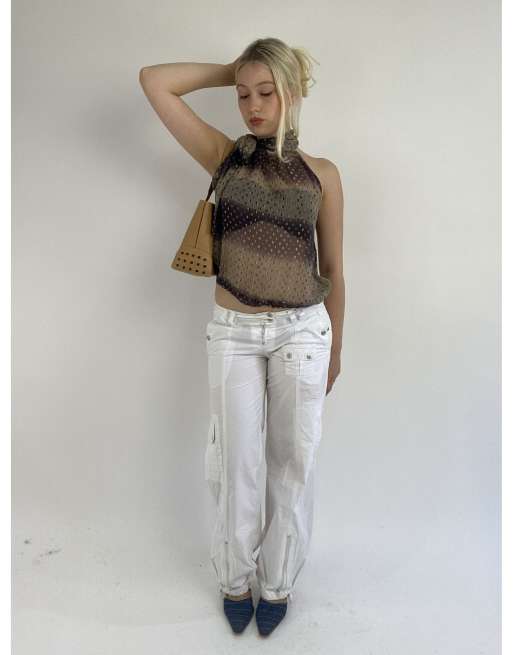 Vintage small straight leg trousers in white, 4 of 4