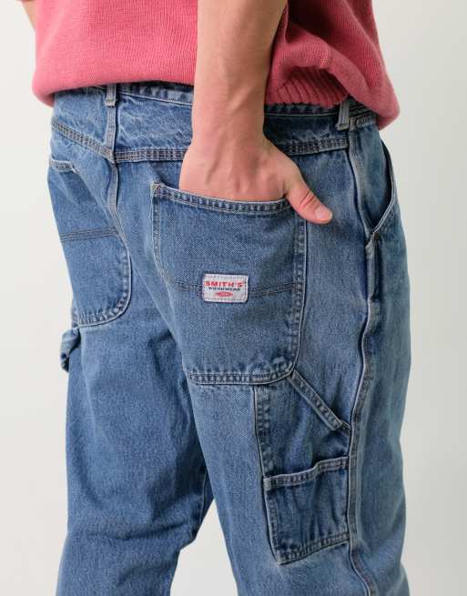 Vintage Smith's Workwear 36x32 Denim Carpenter Baggy Jeans Blue | ASOS