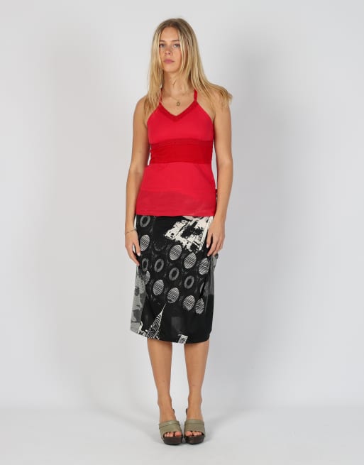 Vintage Smogh XS woven midi skirt in black