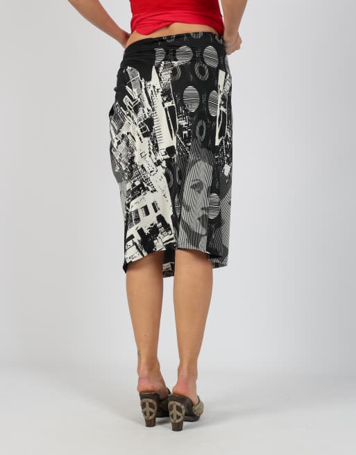 Vintage Smogh XS woven midi skirt in black, 4 of 4