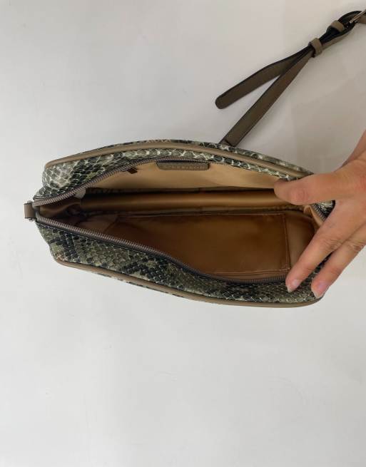 Vintage snakeprint crossbody bag in green, 3 of 4