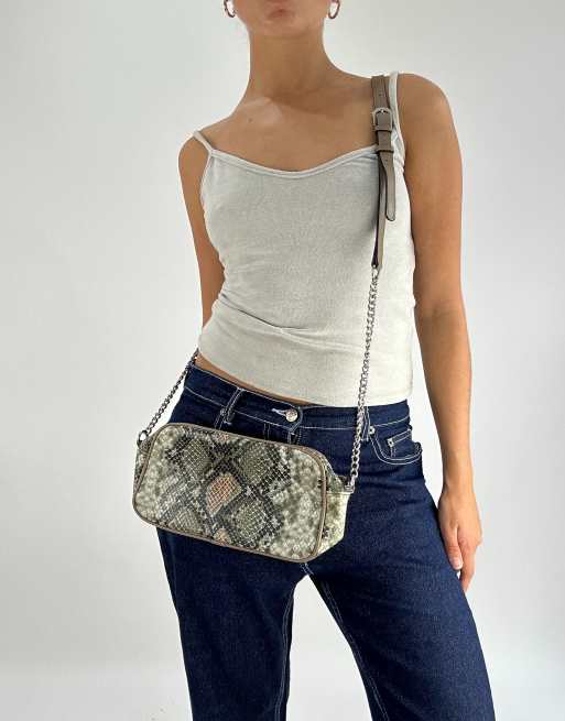 Vintage snakeprint crossbody bag in green, 4 of 4