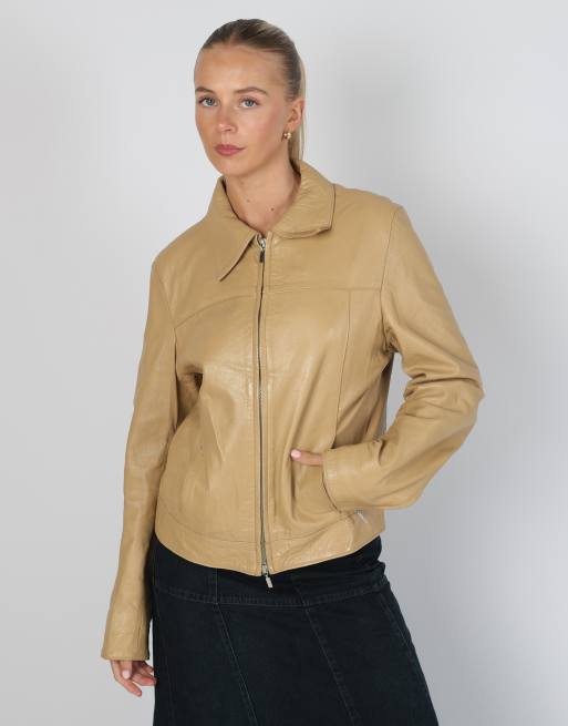 Vintage Society S leather jacket in tan