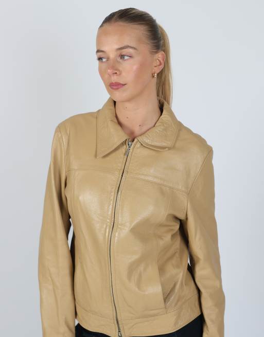 Vintage Society S leather jacket in tan, 3 of 4