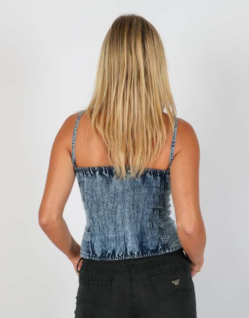 Vintage Solia S woven top in light blue, 2 of 4