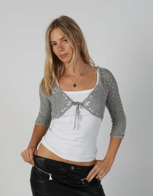 Vintage S.Oliver S cardigan in light grey, 1 of 4