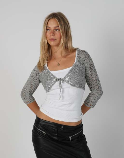 Vintage S.Oliver S cardigan in light grey, 3 of 4