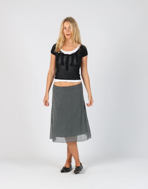 Vintage S.Oliver S woven midi skirt in black