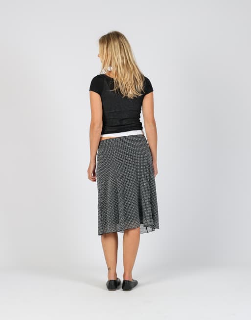 Vintage S.Oliver S woven midi skirt in black, 3 of 4