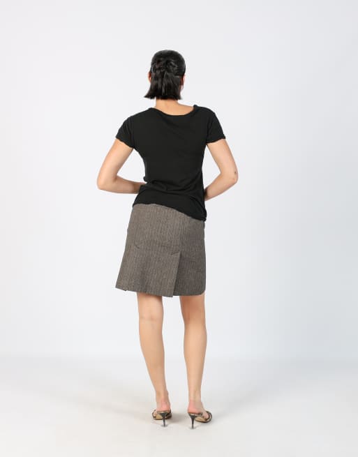 Vintage S.Oliver S woven mini skirt in charcoal grey, 3 of 4