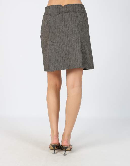 Vintage S.Oliver S woven mini skirt in charcoal grey, 4 of 4