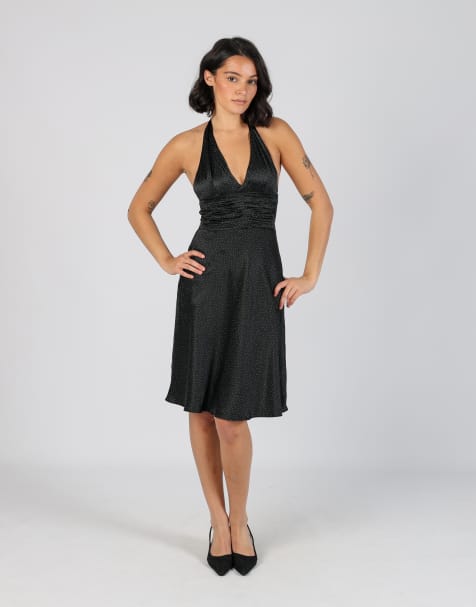 Vintage S.Oliver XS woven midi dress in black - view 1
