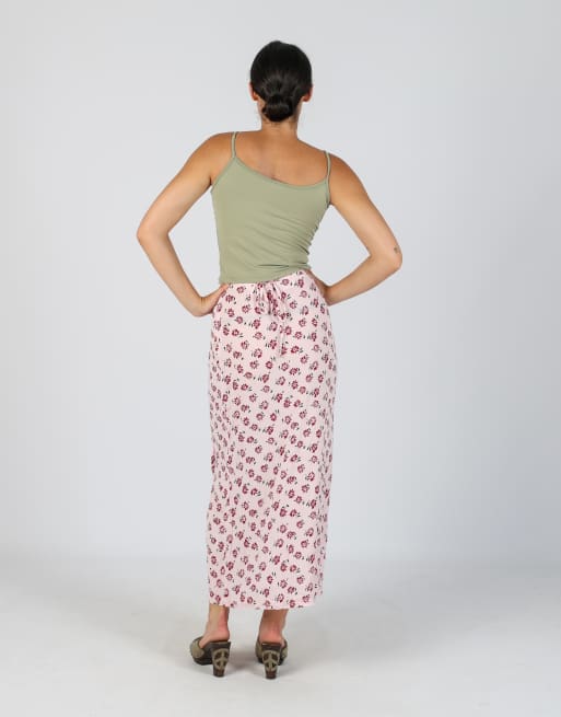 Vintage S.Oliver XXS printed maxi skirt in baby pink, 3 of 4