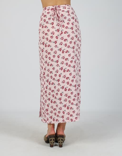Vintage S.Oliver XXS printed maxi skirt in baby pink, 4 of 4