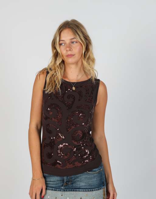 Vintage Sonia Fortuna S woven vest in brown, 3 of 4