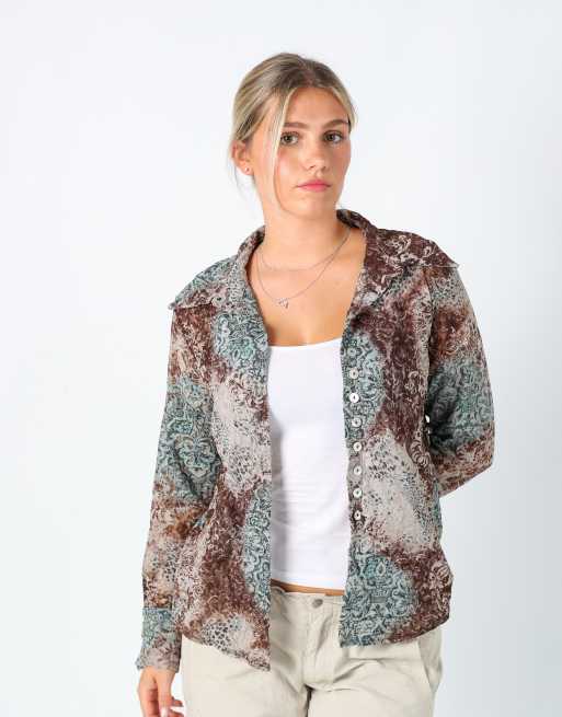 Vintage Sorelle Baldi M blouse in turquoise