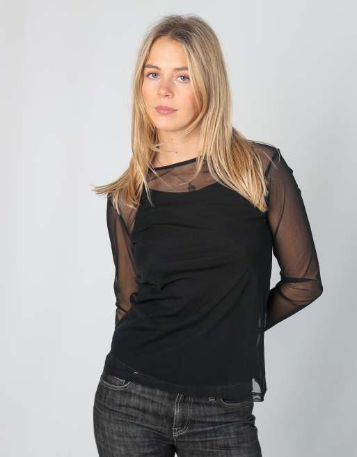 Vintage Sparring S mesh top in black