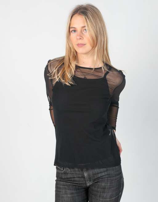 Vintage Sparring S mesh top in black, 3 of 4