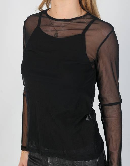 Vintage Sparring S mesh top in black, 4 of 4
