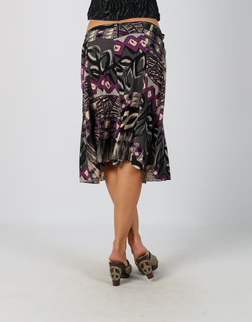 Vintage Specchio XS woven midi skirt in black, 4 of 4