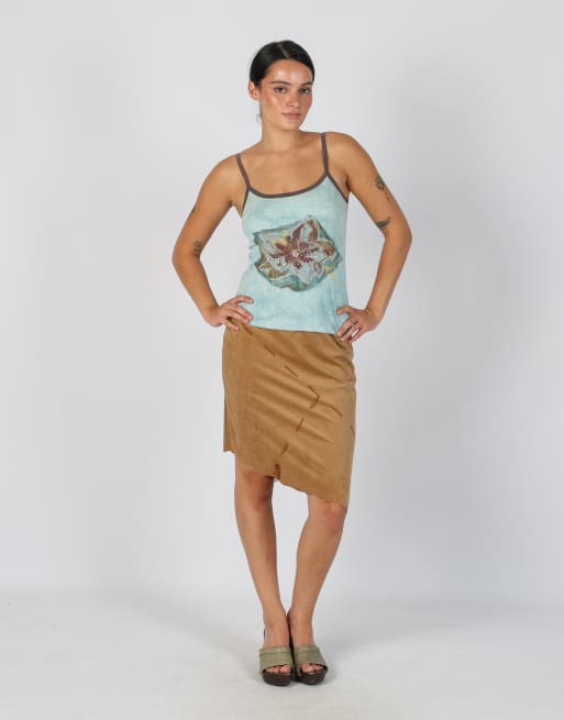 Vintage Specchio XS woven midi skirt in brown