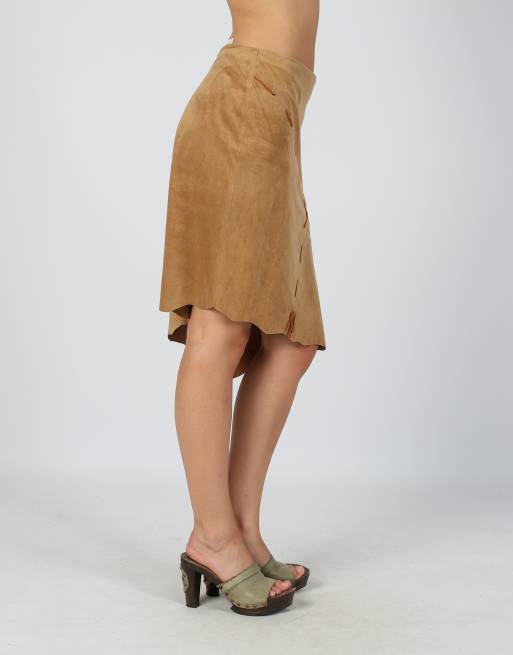 Vintage Specchio XS woven midi skirt in brown, 2 of 4