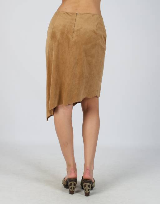 Vintage Specchio XS woven midi skirt in brown, 4 of 4