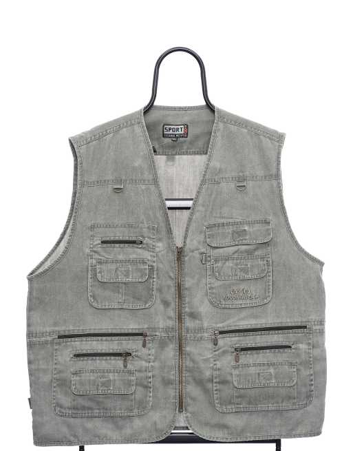 Vintage Sport 8 size XL utility gilet in khaki