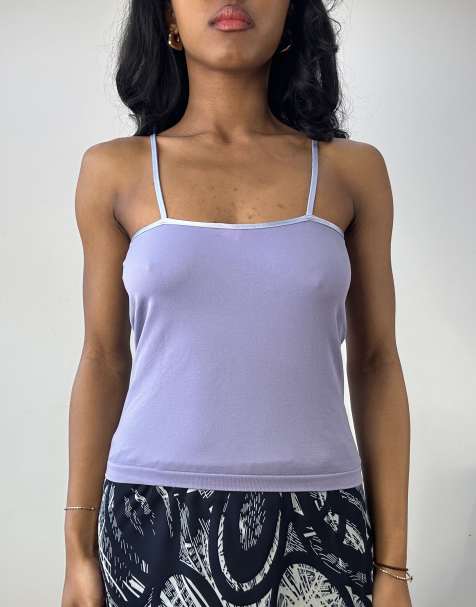 Vintage square neck cami in lilac - view 1