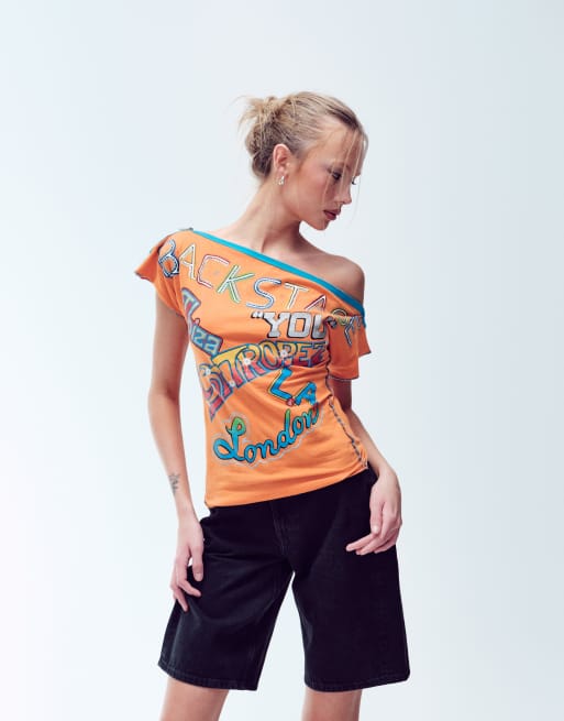 Vintage Stand Point graphic top size m in orange