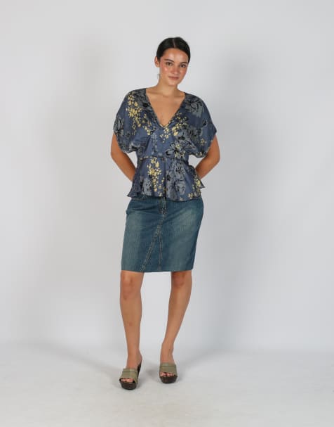 Vintage Stand Point S denim mini skirt in blue - view 1