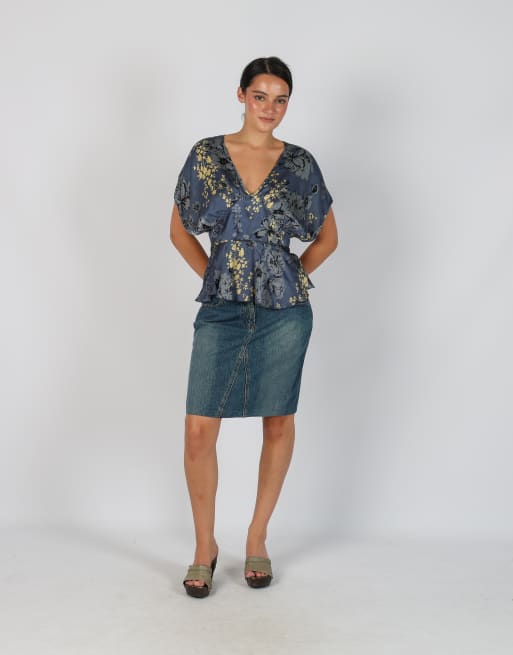 Vintage Stand Point S denim mini skirt in blue
