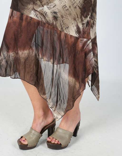 Vintage Stand Point XXS woven midi skirt in brown, 2 of 4