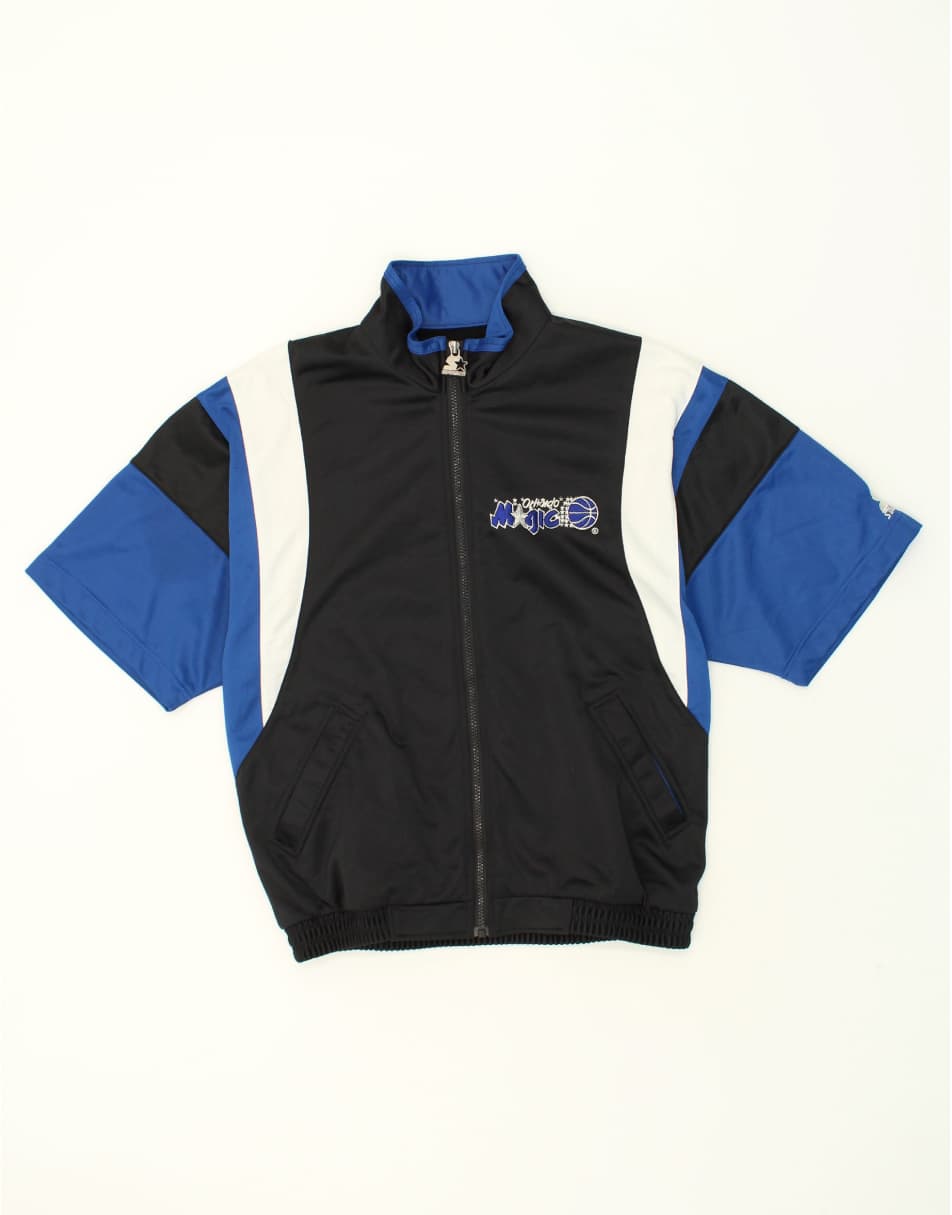 Vintage Starter Size S Colourblock Short Sleeve Tracksuit Top Jacket in Black